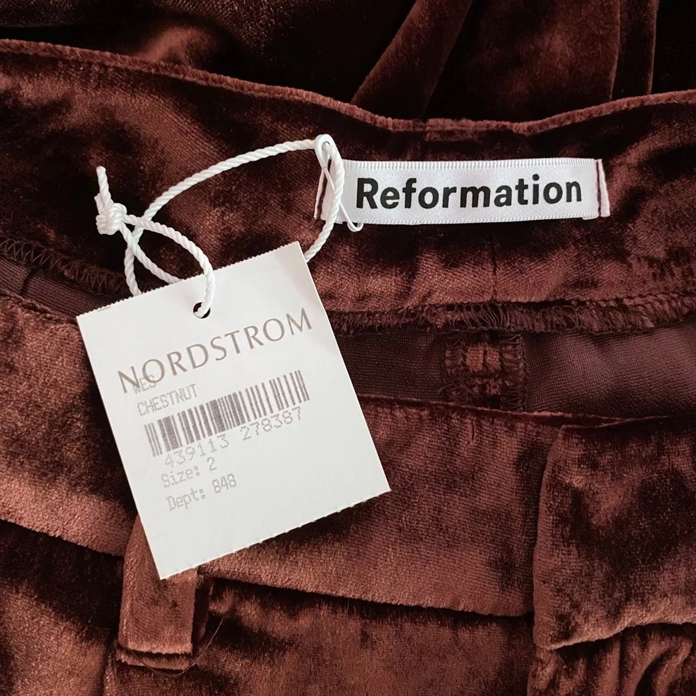 NEW Reformation Wes Velvet Pant Chestnut 2